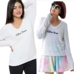 ✨️WILDFOX CAFFEINE DREAM WHITE LONG SLEEVE SOFT LONGSLEEVE. NWT. FITS S-L✨️'